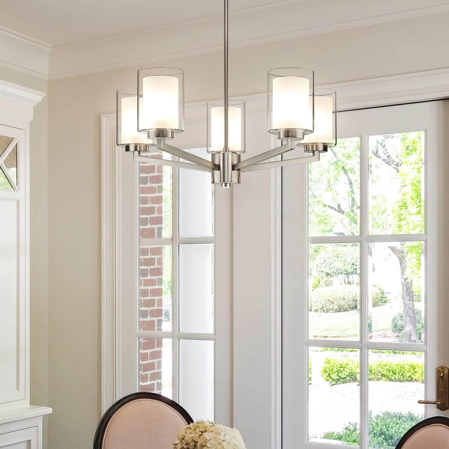 Modern Brushed Nickel Chandelier - 5 Light Fixture XB-C1294-5-BN
