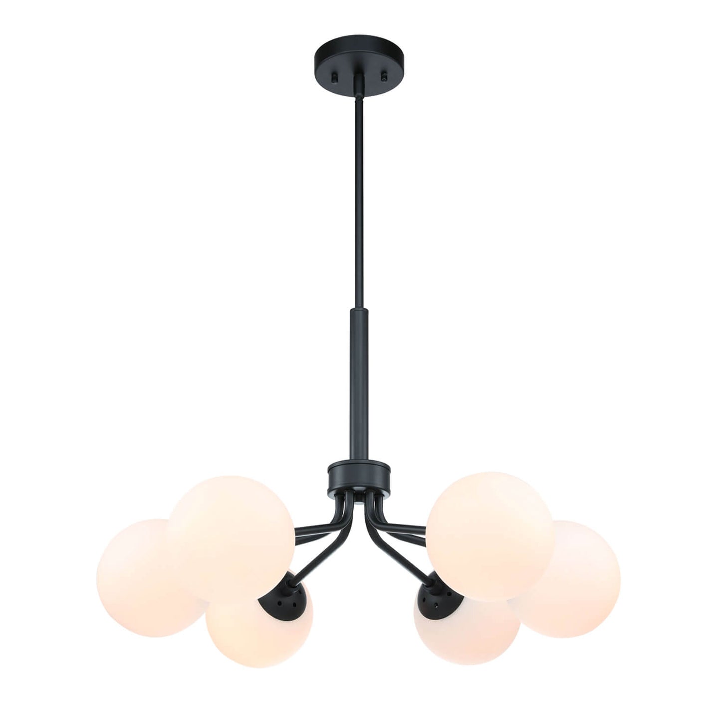 Mid Century Modern Black Globe Chandelier with 6 Lights XB-C1304-6-MB