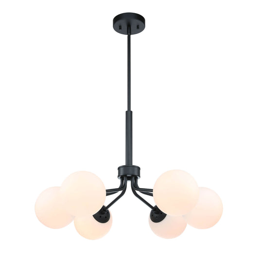 Mid Century Modern Black Globe Chandelier with 6 Lights XB-C1304-6-MB