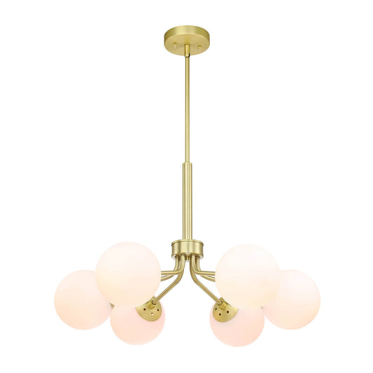 6-Light Mid-Century Modern Brass Chandelier XB-C1304-6-SB