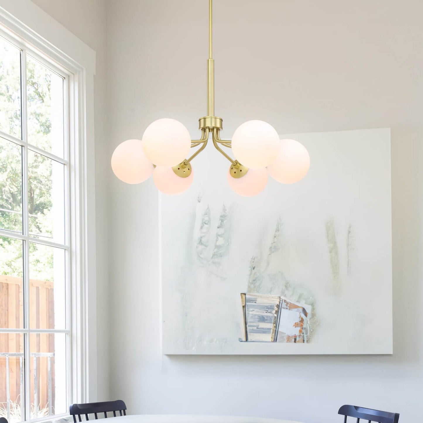 6-Light Mid-Century Modern Brass Chandelier XB-C1304-6-SB