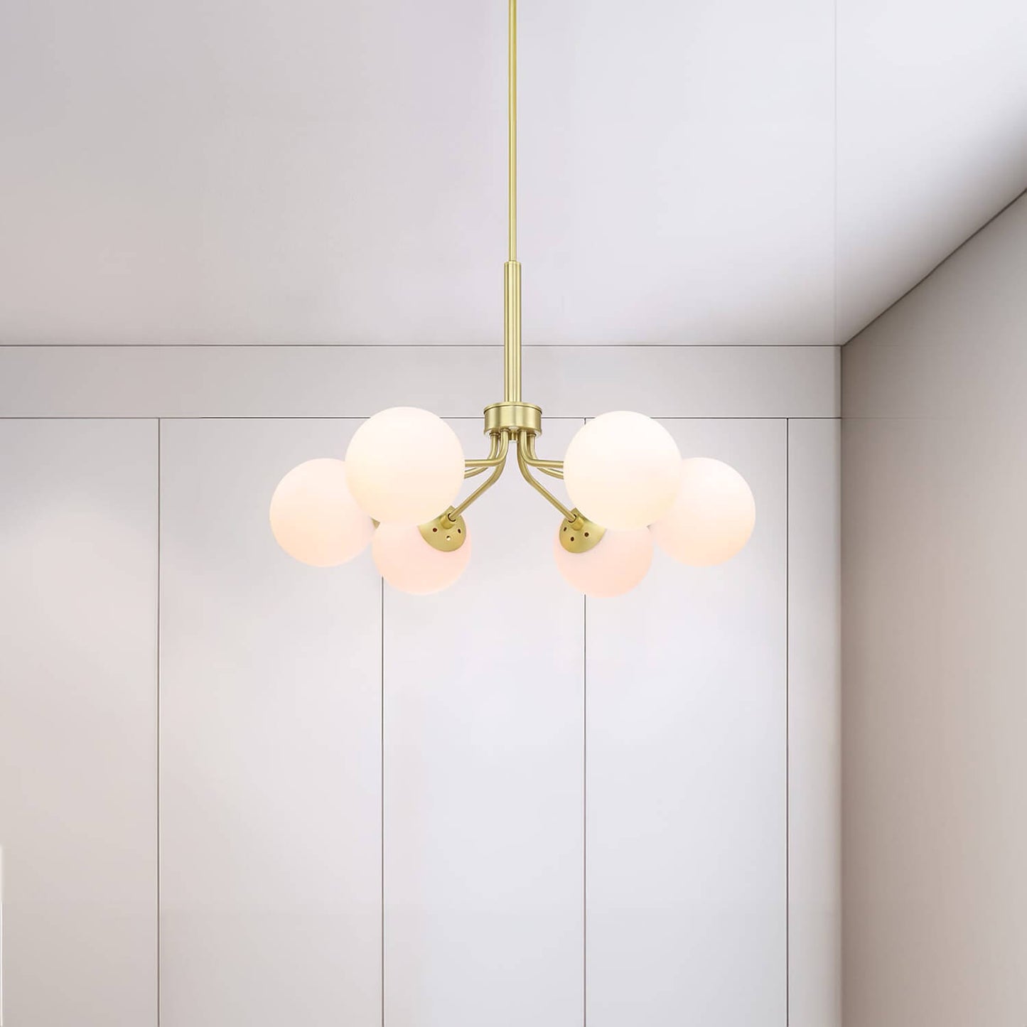 6-Light Mid-Century Modern Brass Chandelier XB-C1304-6-SB