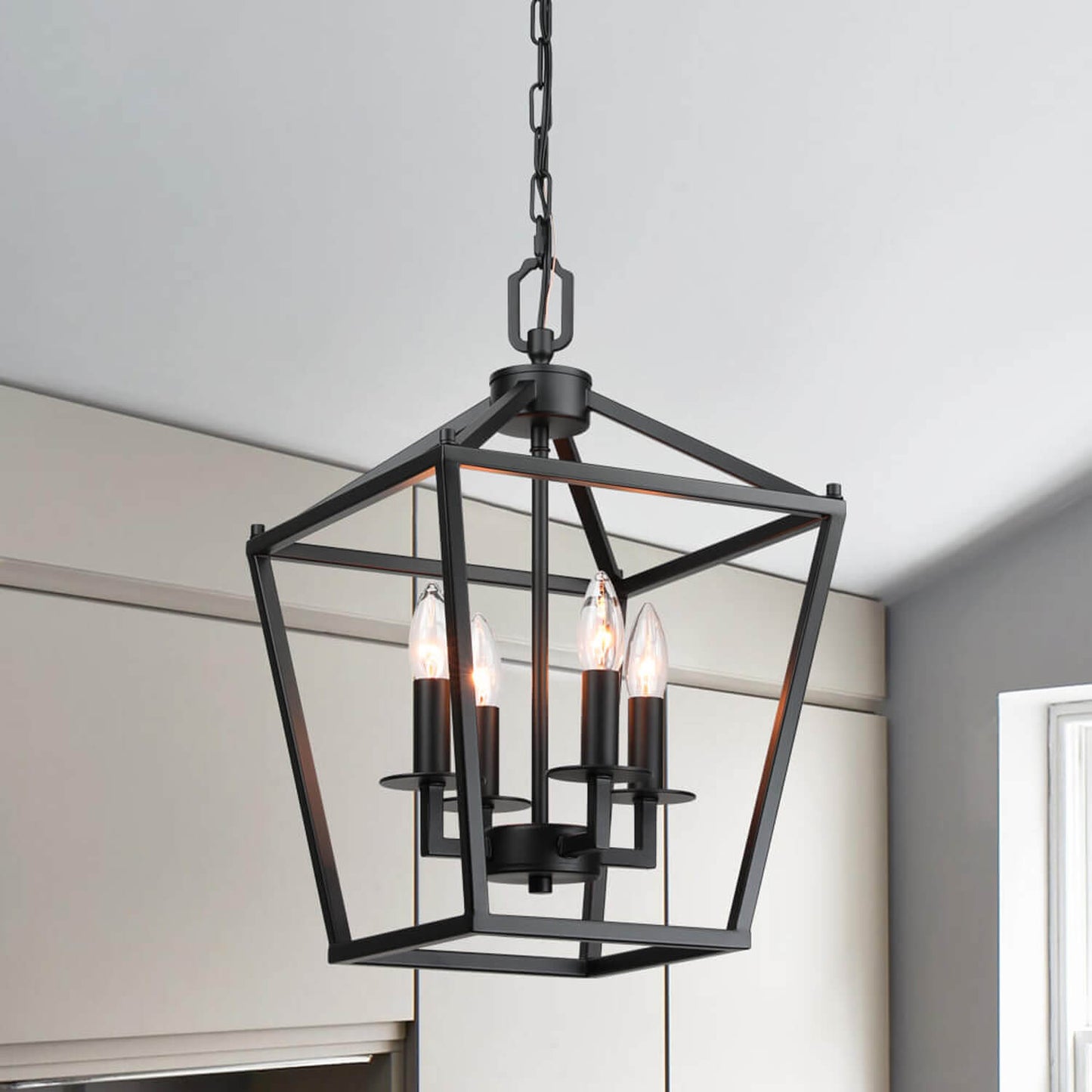 Black Farmhouse Hanging Lantern Pendant Light XB-C1306-MB