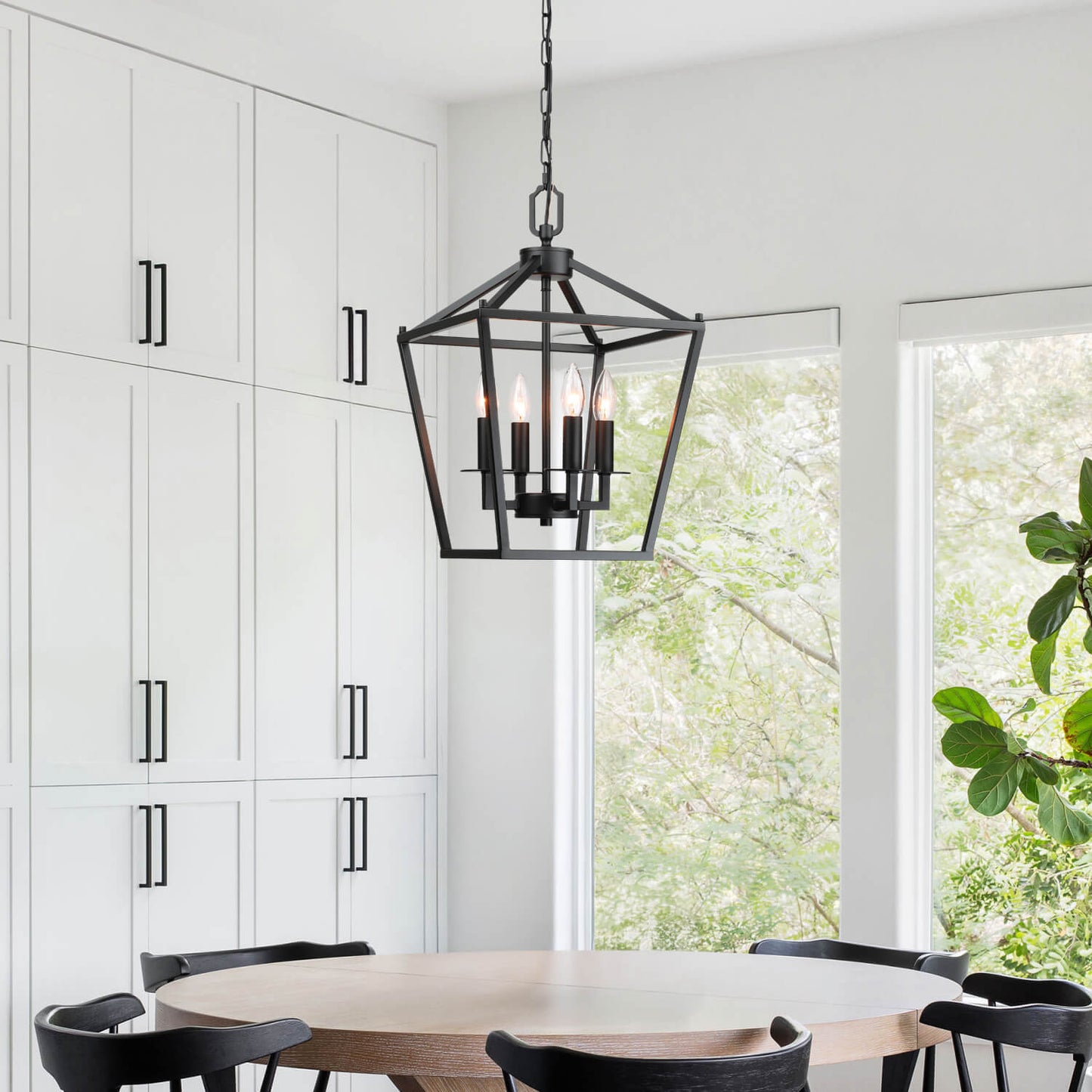 Black Farmhouse Hanging Lantern Pendant Light XB-C1306-MB