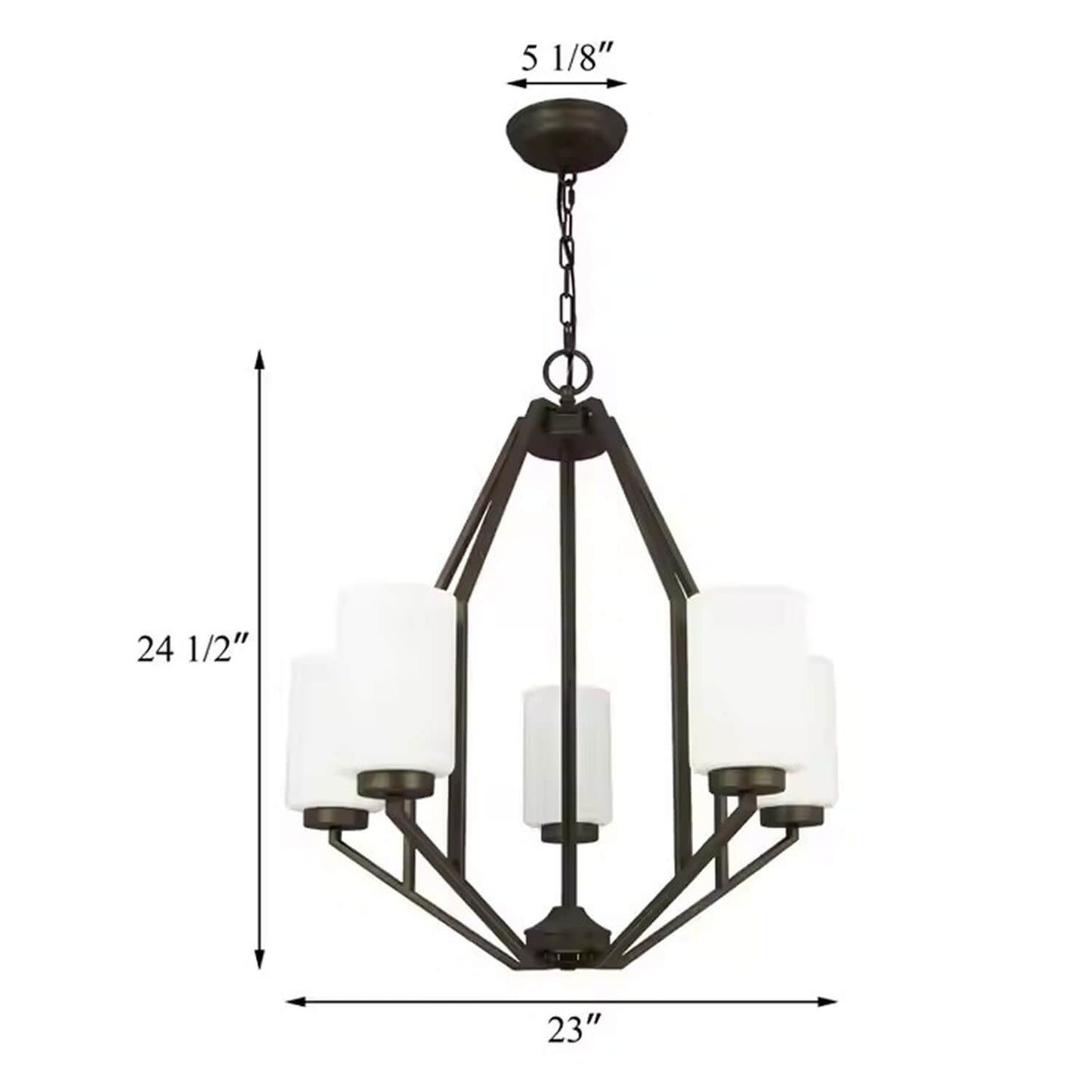 Indoor Decorative Iron Dark Bronze E26 Chain Hanging Ceiling Lamps Chandelier Ceiling Light Glass Pendants Lights for Home XB-C816-5-DB