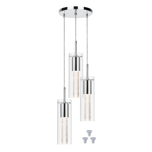 Crystal and LED Cluster Pendant Light with 3 Lights XB-P1110-3-CH