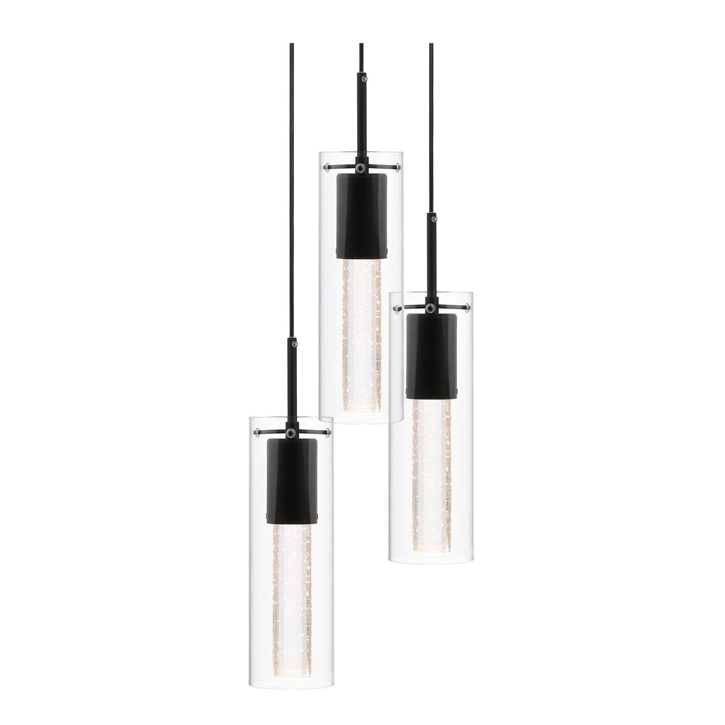 Modern 3-Light Cluster Pendant with Bubble Crystal & LED Bulb XB-P1110-3-MB