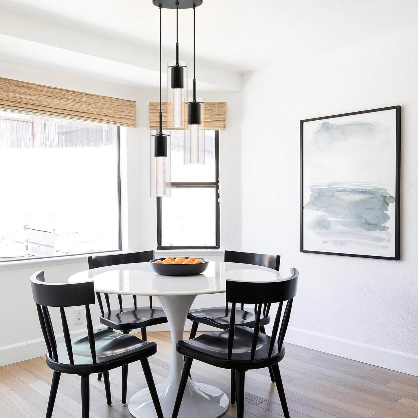 Modern 3-Light Cluster Pendant with Bubble Crystal & LED Bulb XB-P1110-3-MB