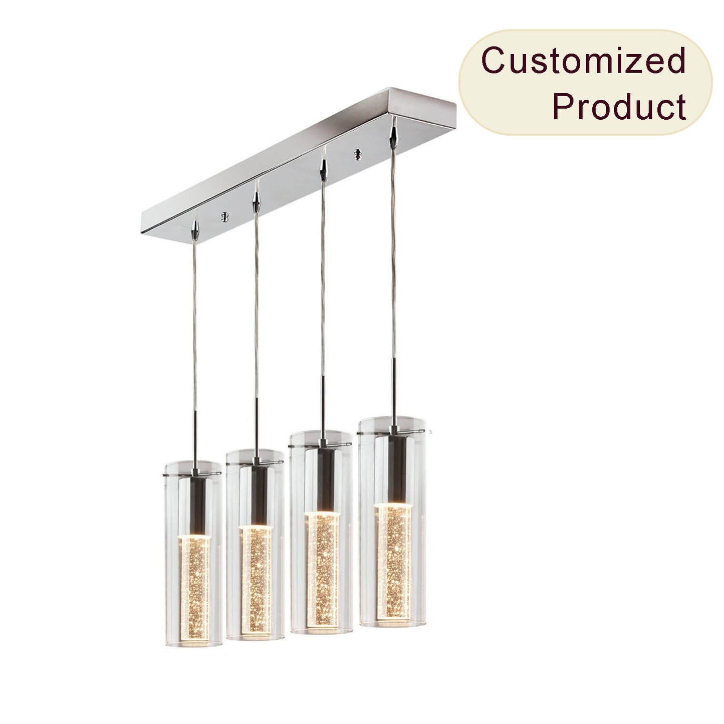 Modern Pendant Light 4 Lights Cluster Bubble Crystal Kitchen Island Lighting Pendant Hanging XB-P1110-4-CH