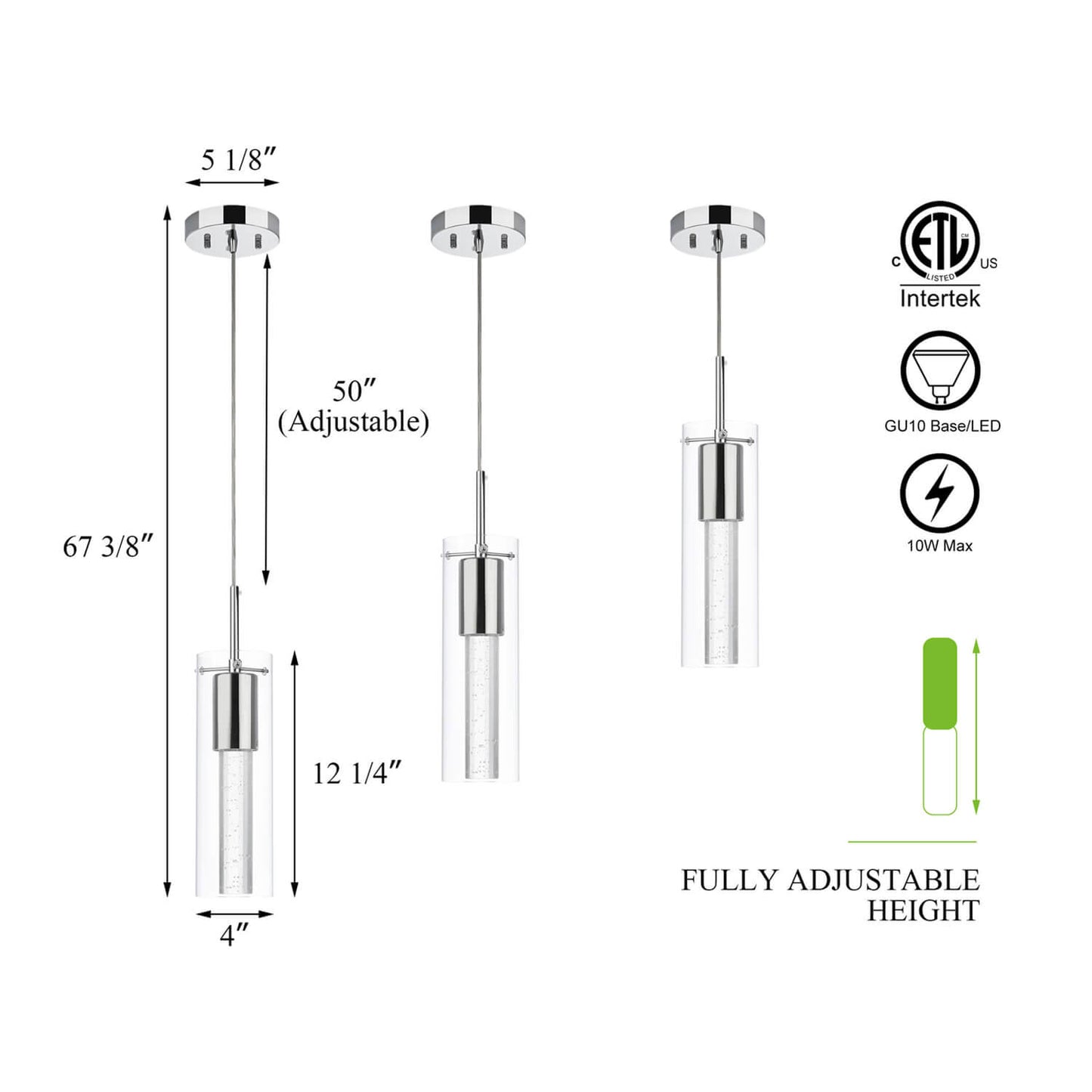 Modern Glass Mini Pendant Light with LED Bulb XB-P1110-CH