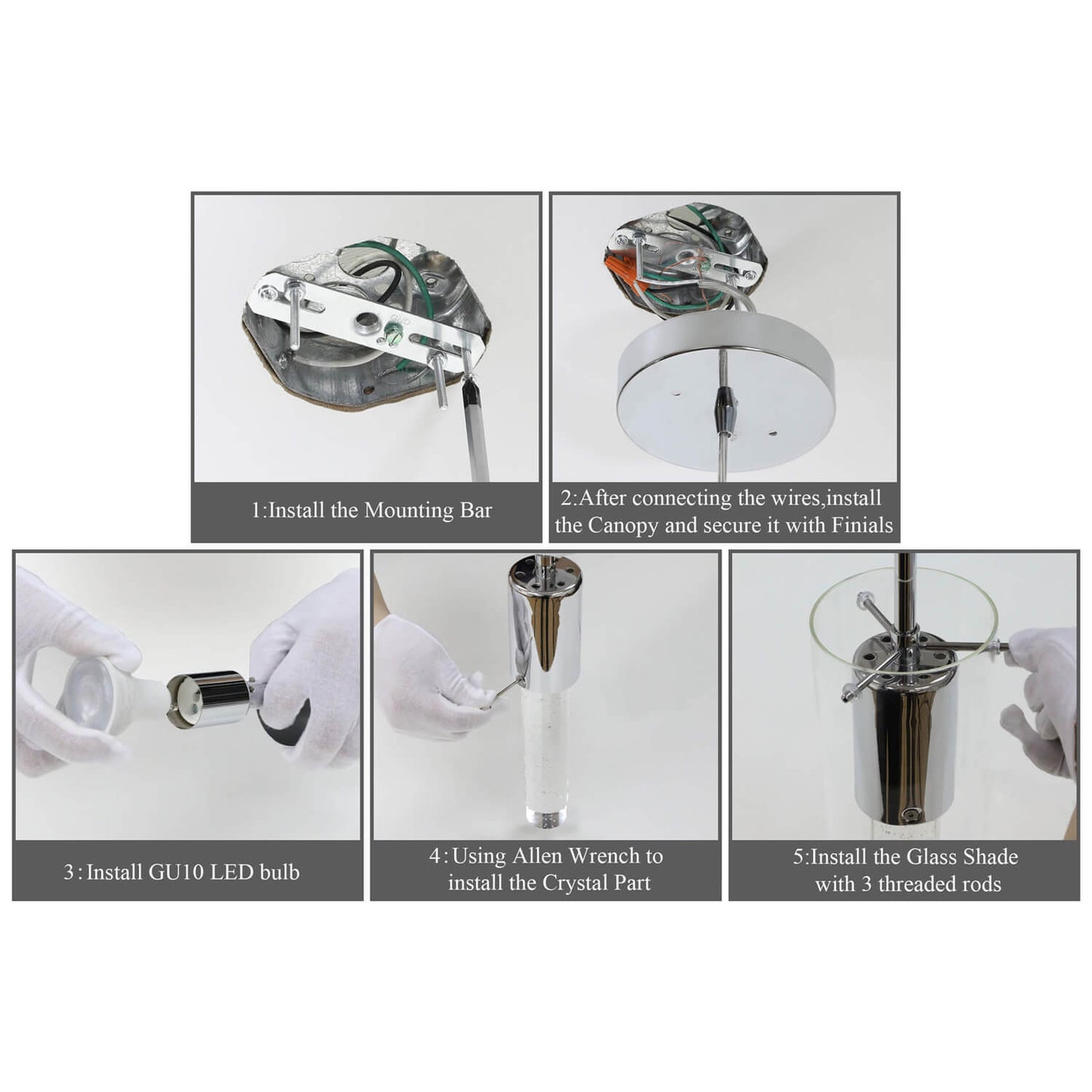 Modern Glass Mini Pendant Light with LED Bulb XB-P1110-CH