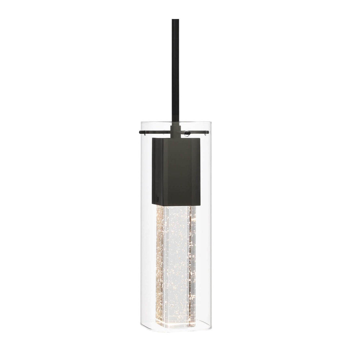 Modern Black Pendant Light with Square Glass Shade & LED Bulb XB-P1110-SQ-MB