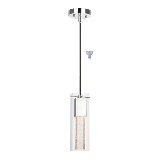 Modern Chrome Mini Pendant Light with Square Bubble Glass XB-P1110-SQ