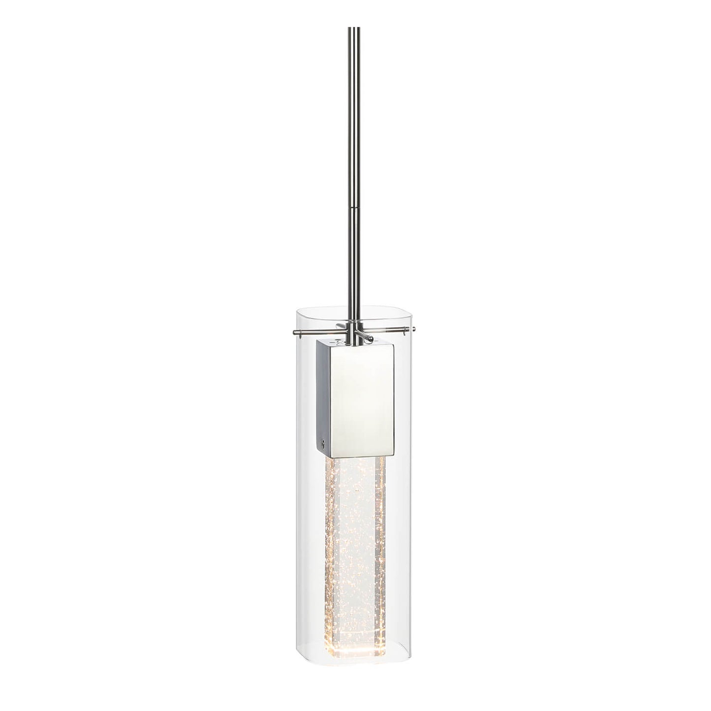 Modern Chrome Mini Pendant Light with Square Bubble Glass XB-P1110-SQ