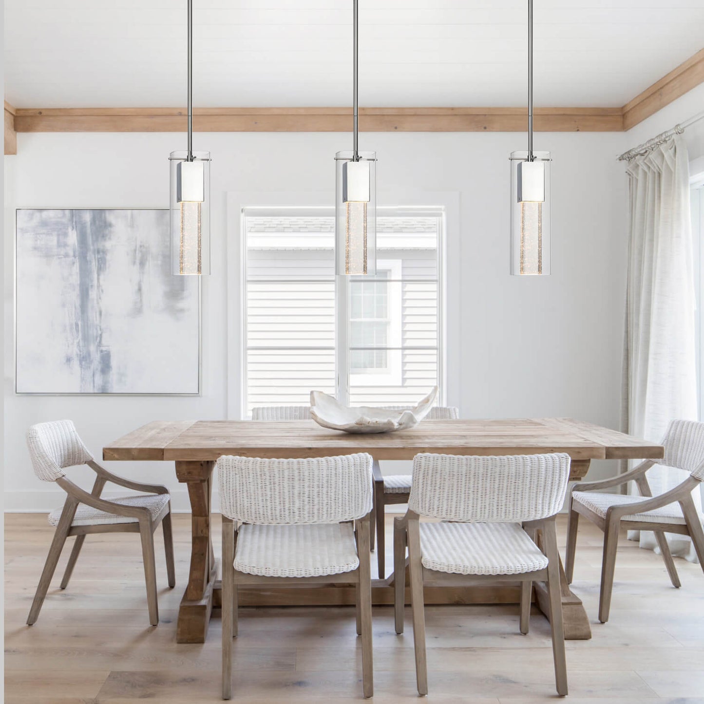 Modern Chrome Mini Pendant Light with Square Bubble Glass XB-P1110-SQ