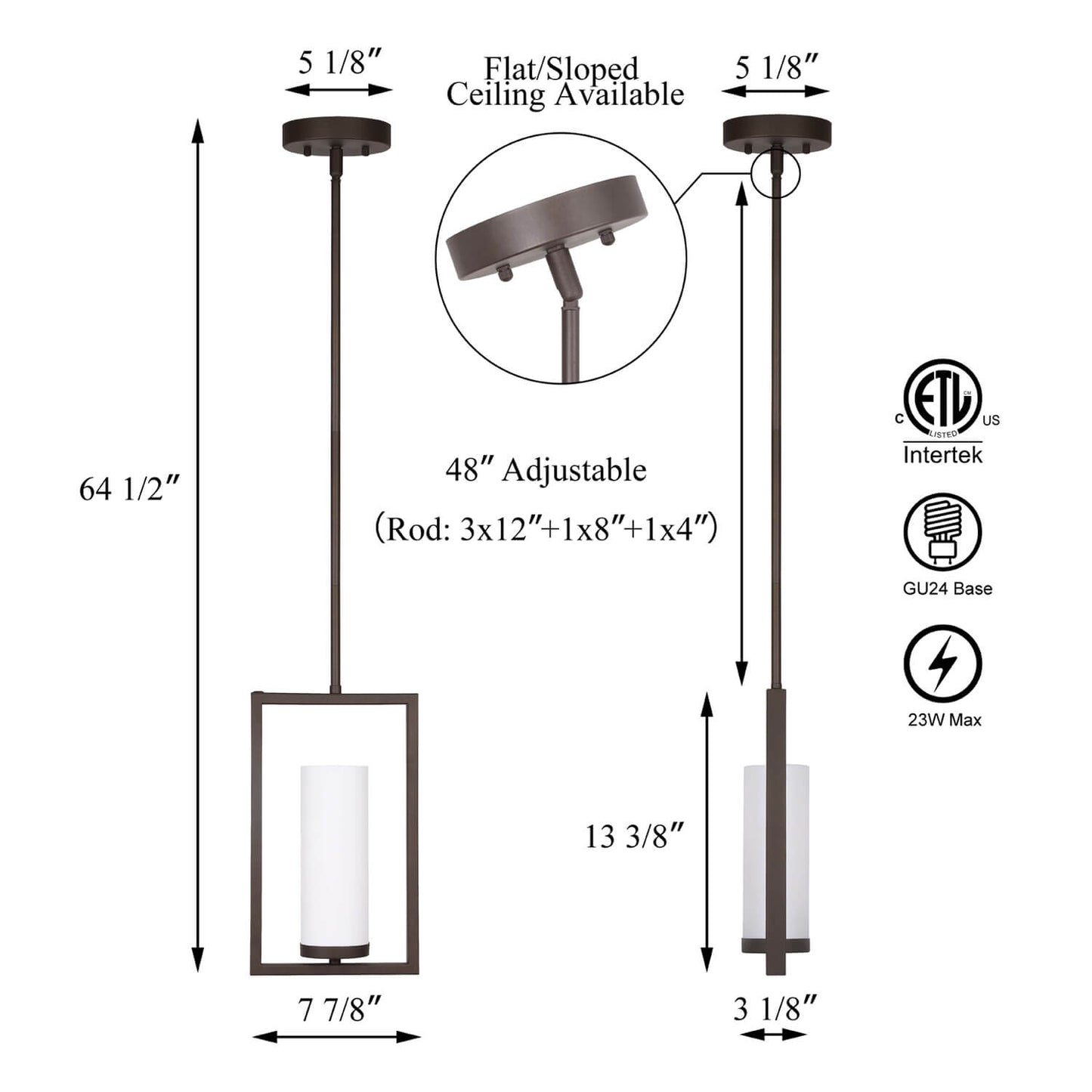 Modern Mini Pendant Light with Acrylic Shade - Dark Bronze Finish XB-P1143-DB