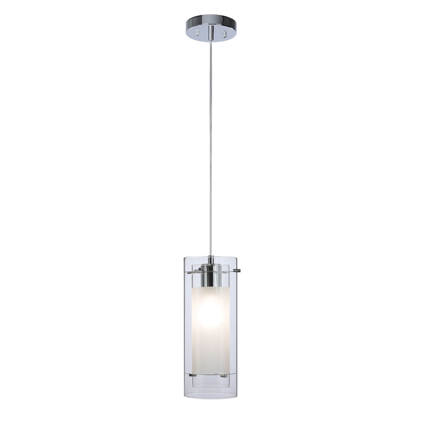 Modern Chrome Mini Pendant Light with Clear & Frost Glass XB-P1159-CH