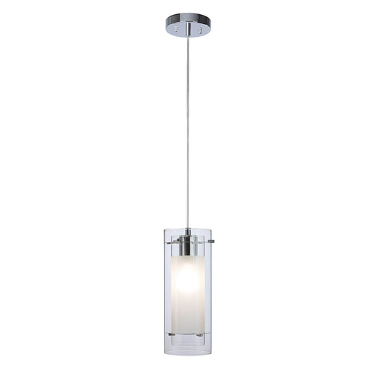 Modern Chrome Mini Pendant Light with Clear & Frost Glass XB-P1159-CH