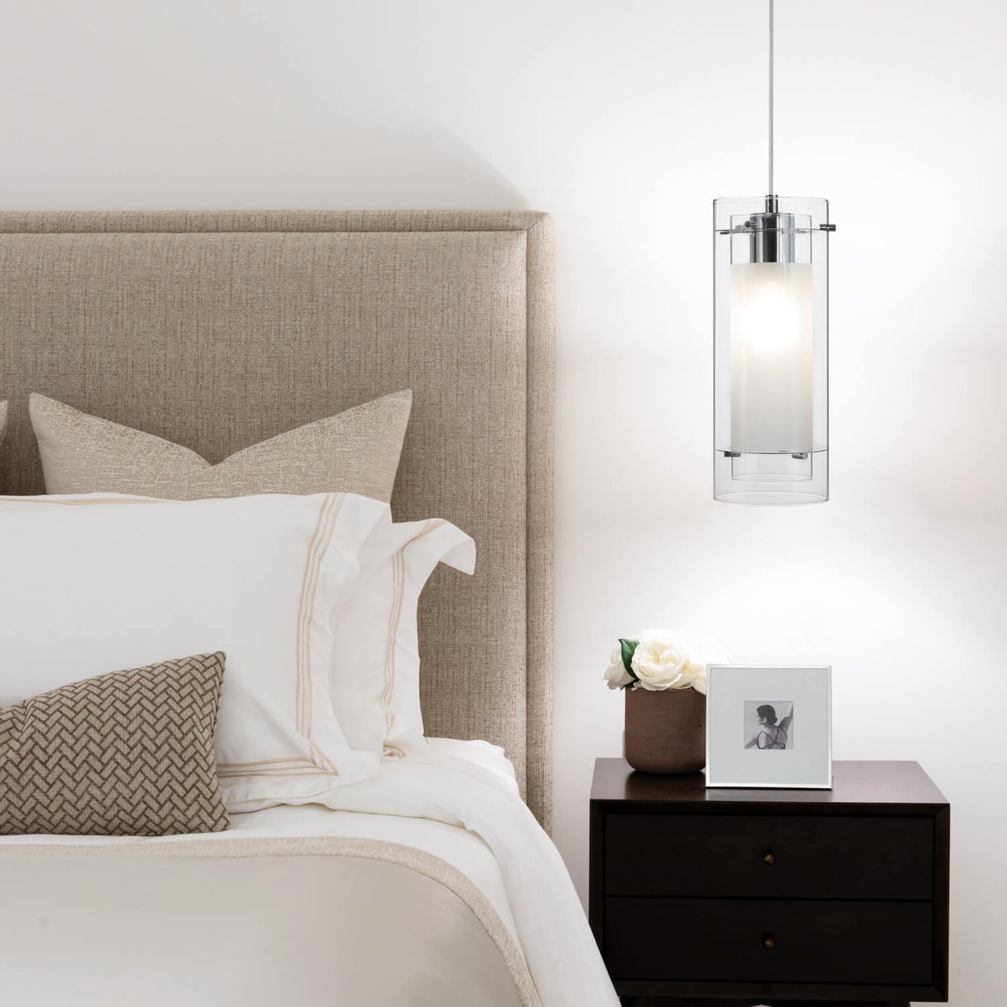 Modern Chrome Mini Pendant Light with Clear & Frost Glass XB-P1159-CH