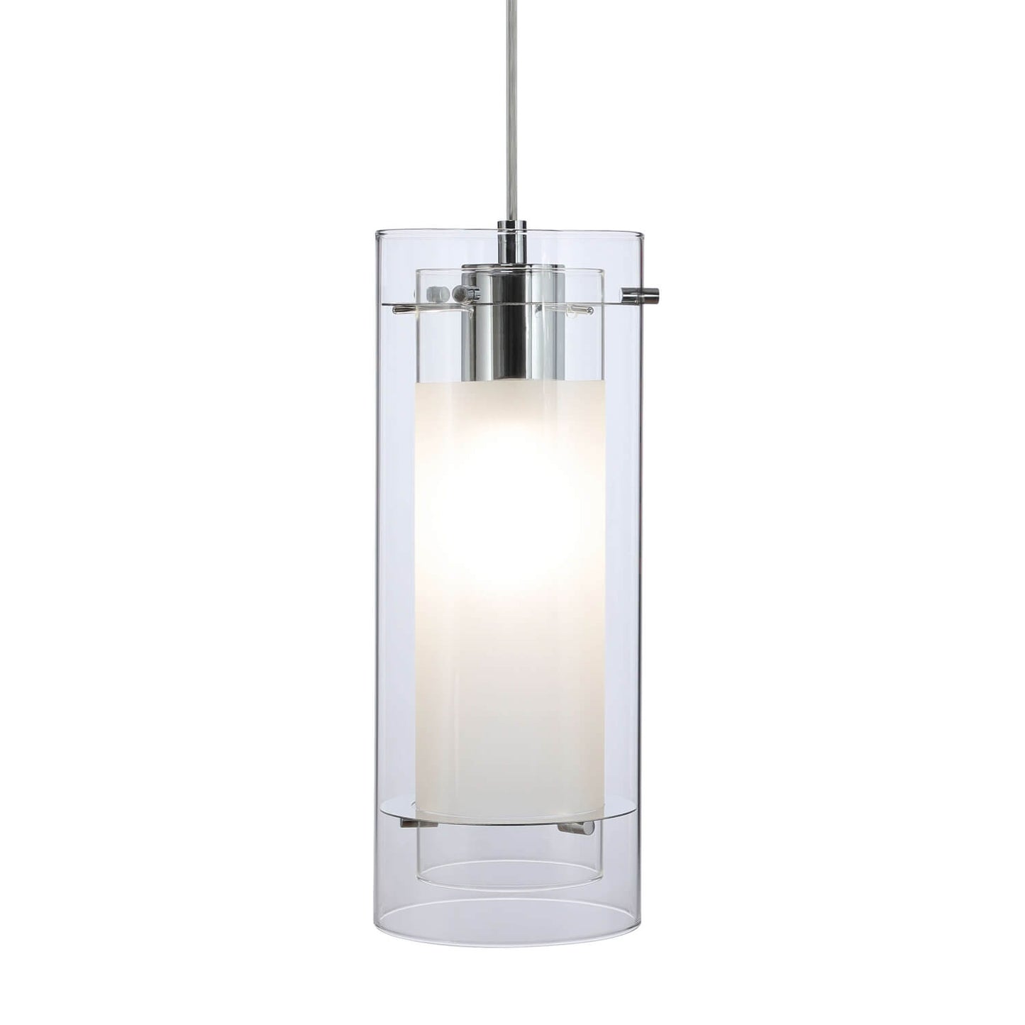 Modern Chrome Mini Pendant Light with Clear & Frost Glass XB-P1159-CH