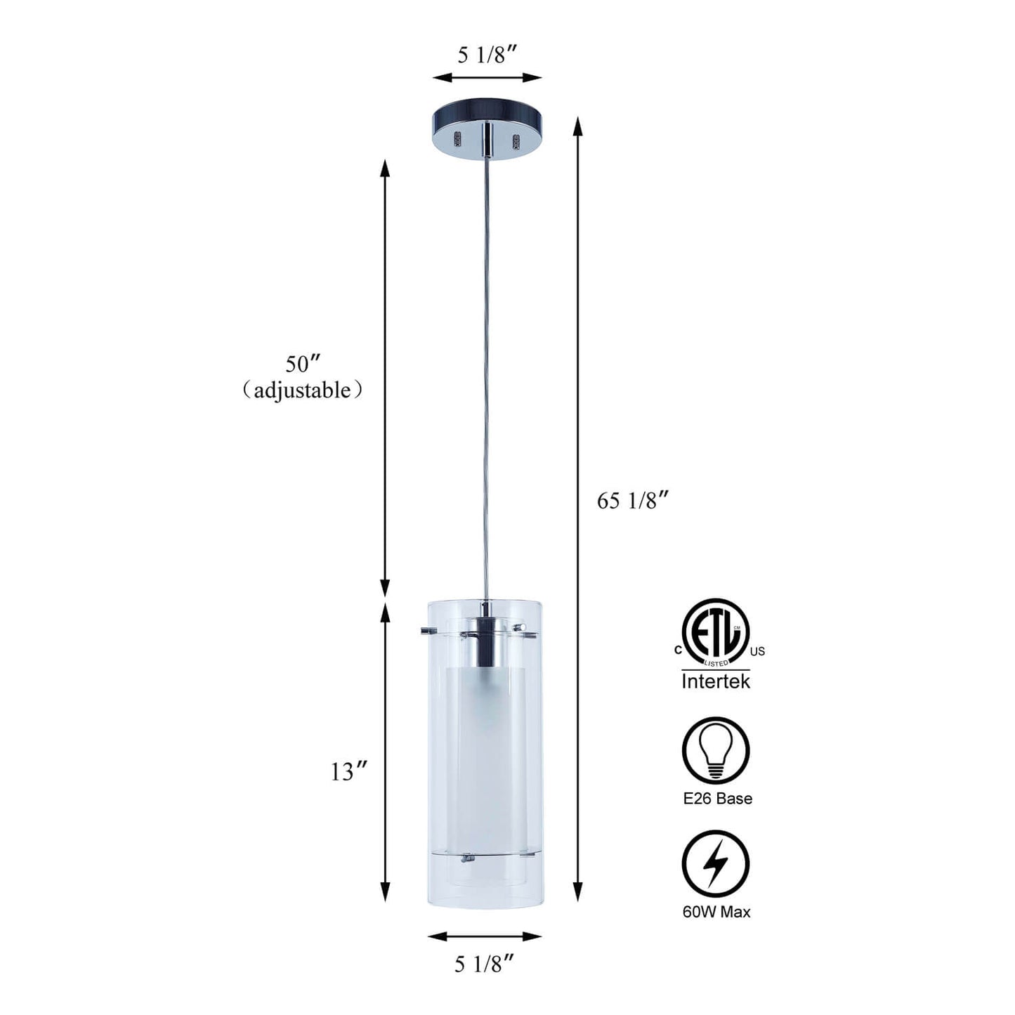 Modern Chrome Mini Pendant Light with Clear & Frost Glass XB-P1159-CH