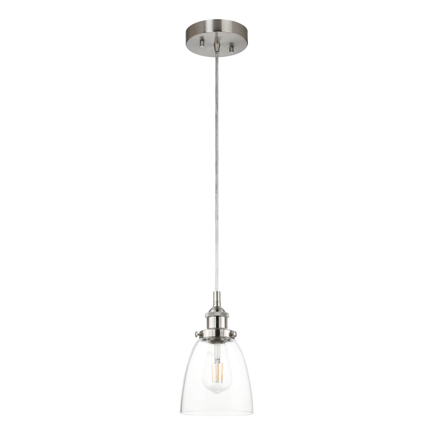 Adjustable Brushed Nickel Mini Pendant Light with Glass Shade for Kitchen XB-P1160-BN