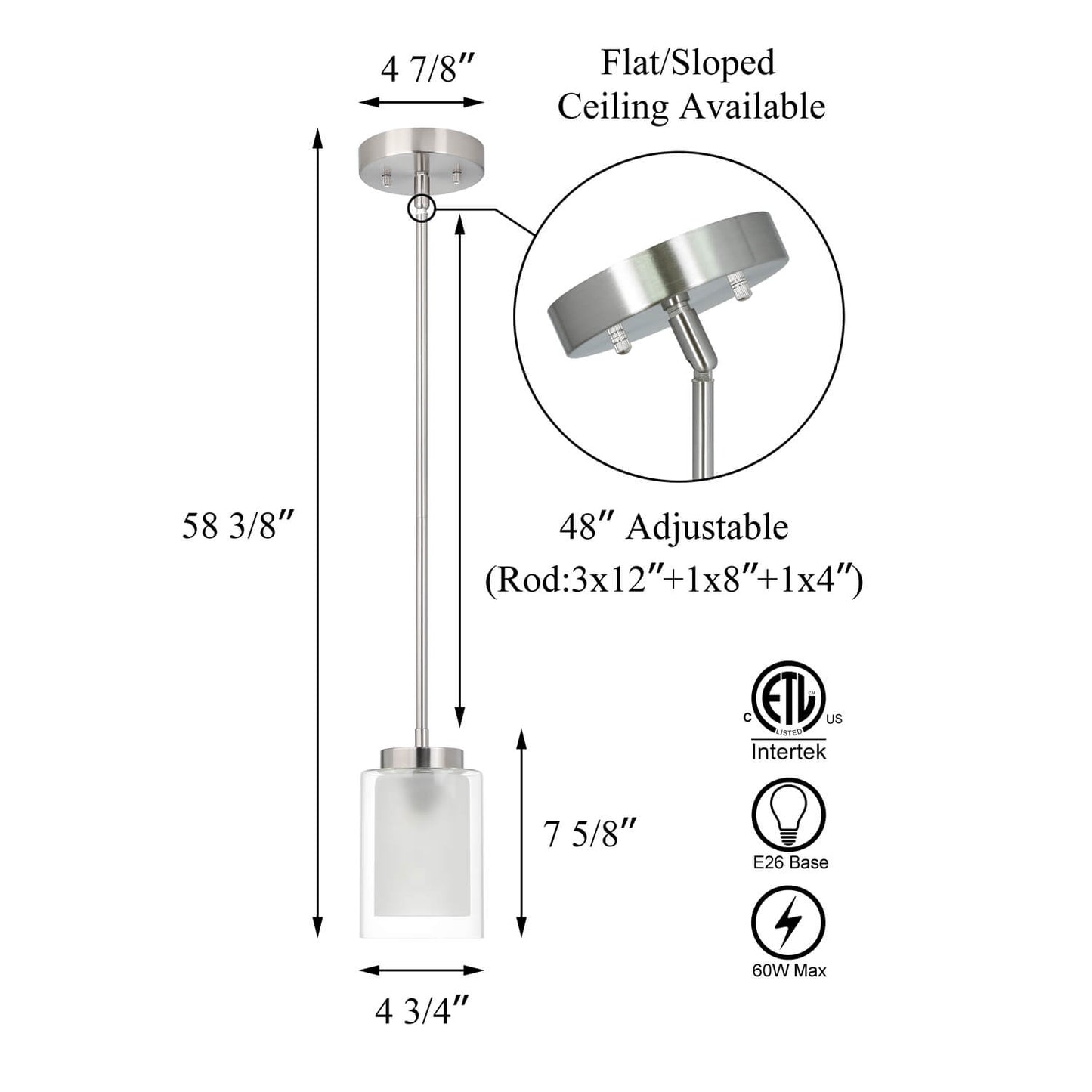Modern Brushed Nickel Mini Pendant Light for Kitchen & Living Room XB-P1195-BN