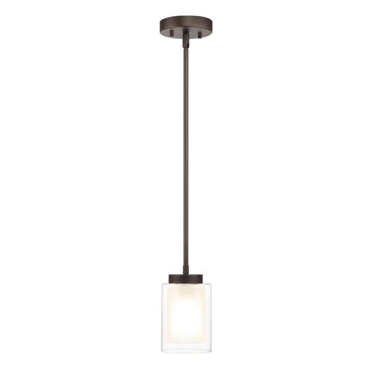 1 Light Mini Pendant Light with Dual Glass in Dark Bronze XB-P1195-DB