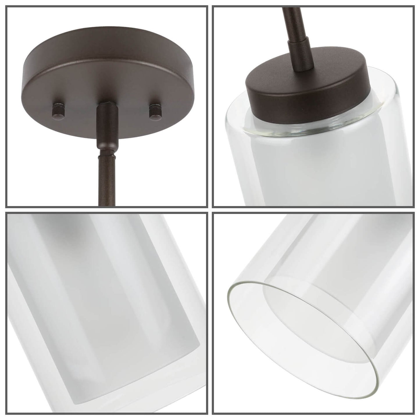 1 Light Mini Pendant Light with Dual Glass in Dark Bronze XB-P1195-DB