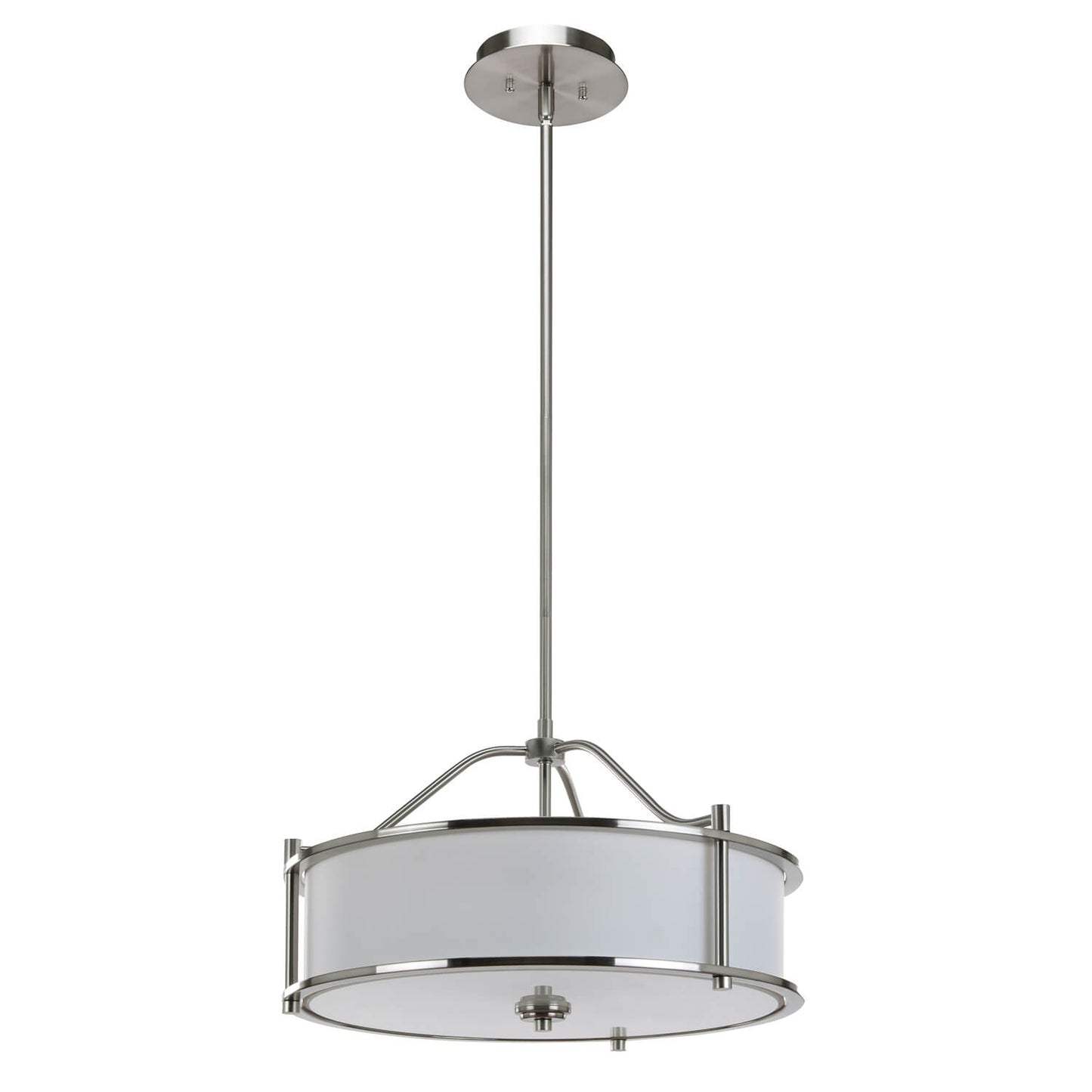 Drum Pendant Light, 18 inch, 3 Light with Fabric Shade, Glass Diffuser, Brushed Nickel XB-P1199-BN