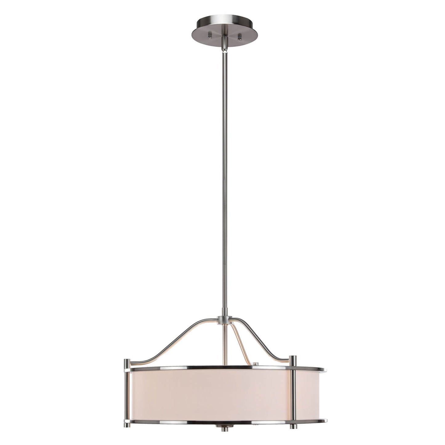 Drum Pendant Light, 18 inch, 3 Light with Fabric Shade, Glass Diffuser, Brushed Nickel XB-P1199-BN