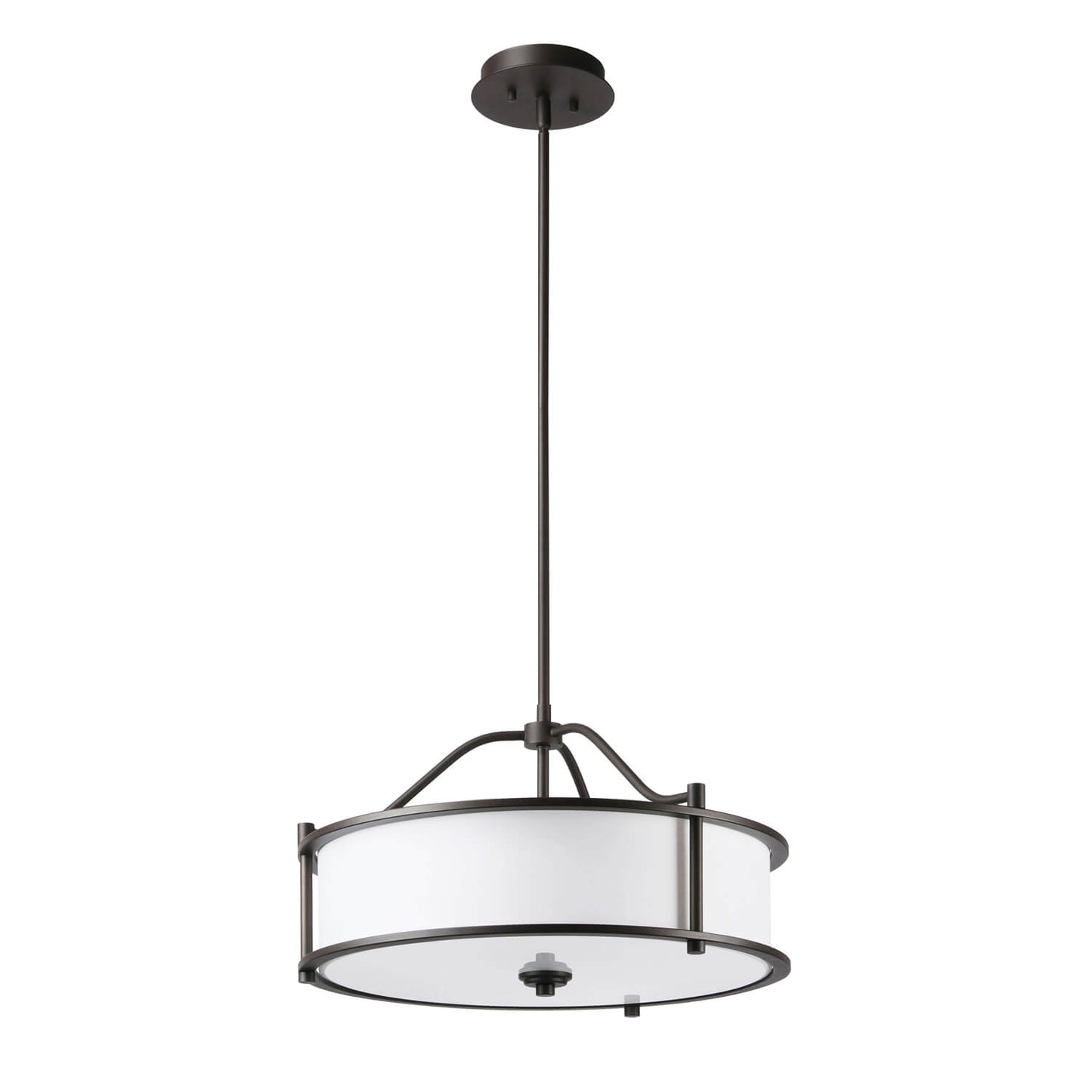 Drum Pendant Light, 18 inch, 3-Light with Fabric Shade, Glass Diffuser, Dark Bronze XB-P1199-DB