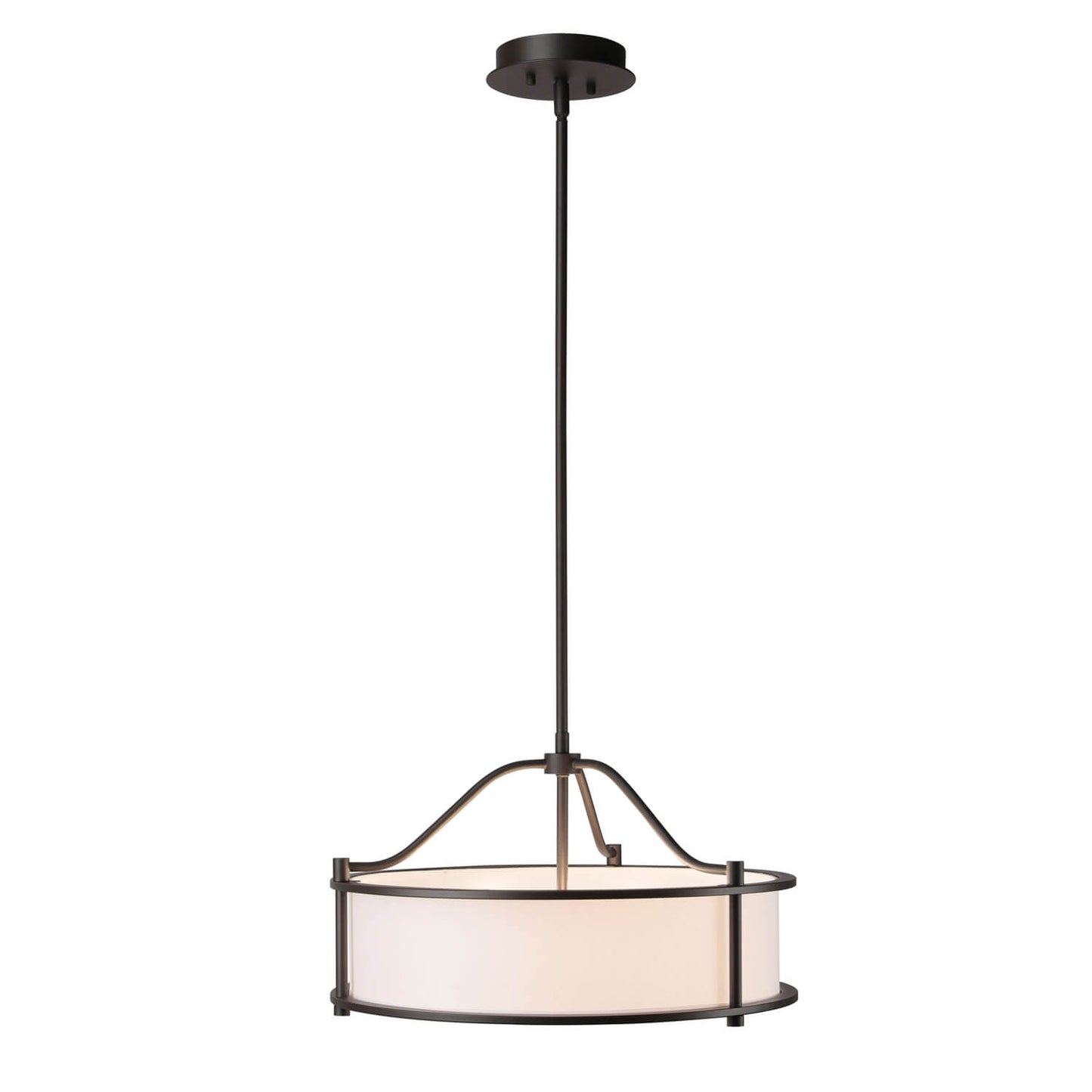Drum Pendant Light, 18 inch, 3-Light with Fabric Shade, Glass Diffuser, Dark Bronze XB-P1199-DB