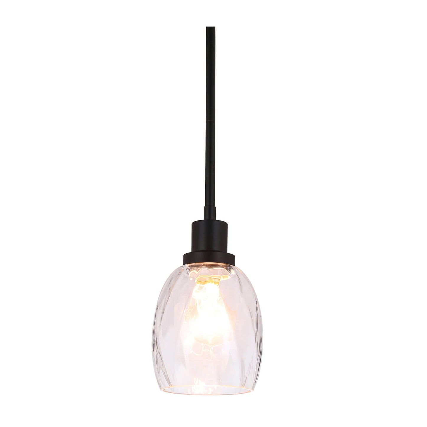 Modern Mini Pendant Light, Clear Glass Shade, Matte Black Finish, Adjustable Height XB-P1210-MBK