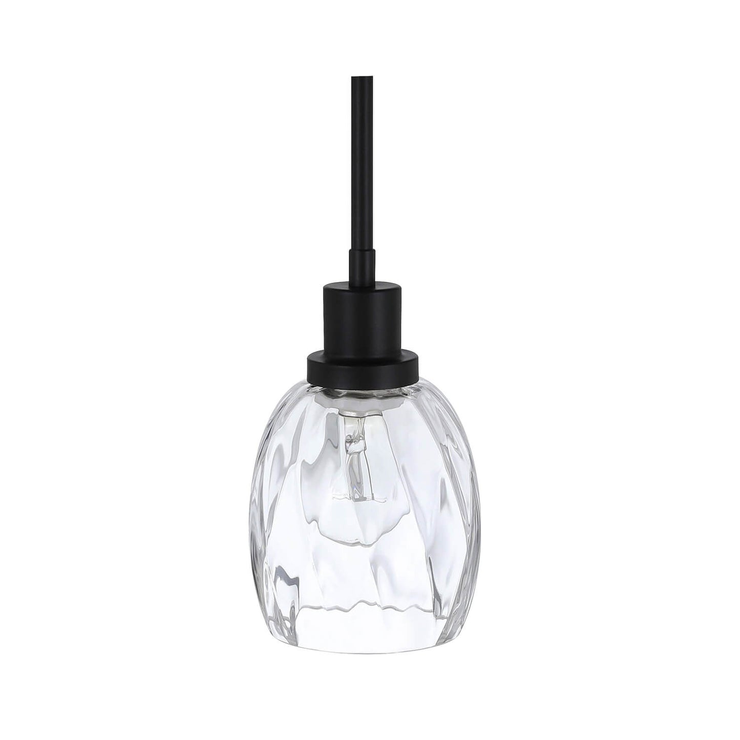 Modern Mini Pendant Light, Clear Glass Shade, Matte Black Finish, Adjustable Height XB-P1210-MBK