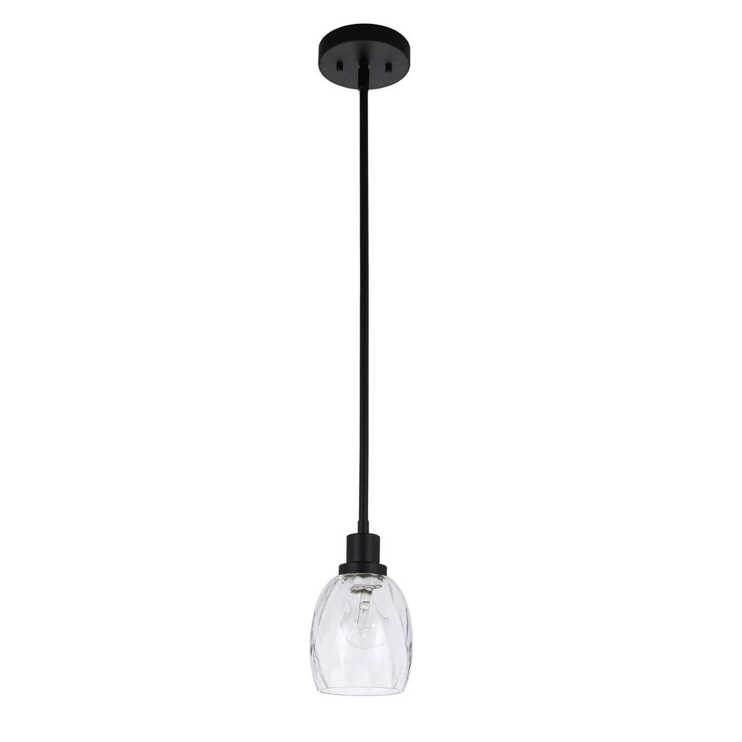 Modern Mini Pendant Light, Clear Glass Shade, Matte Black Finish, Adjustable Height XB-P1210-MBK
