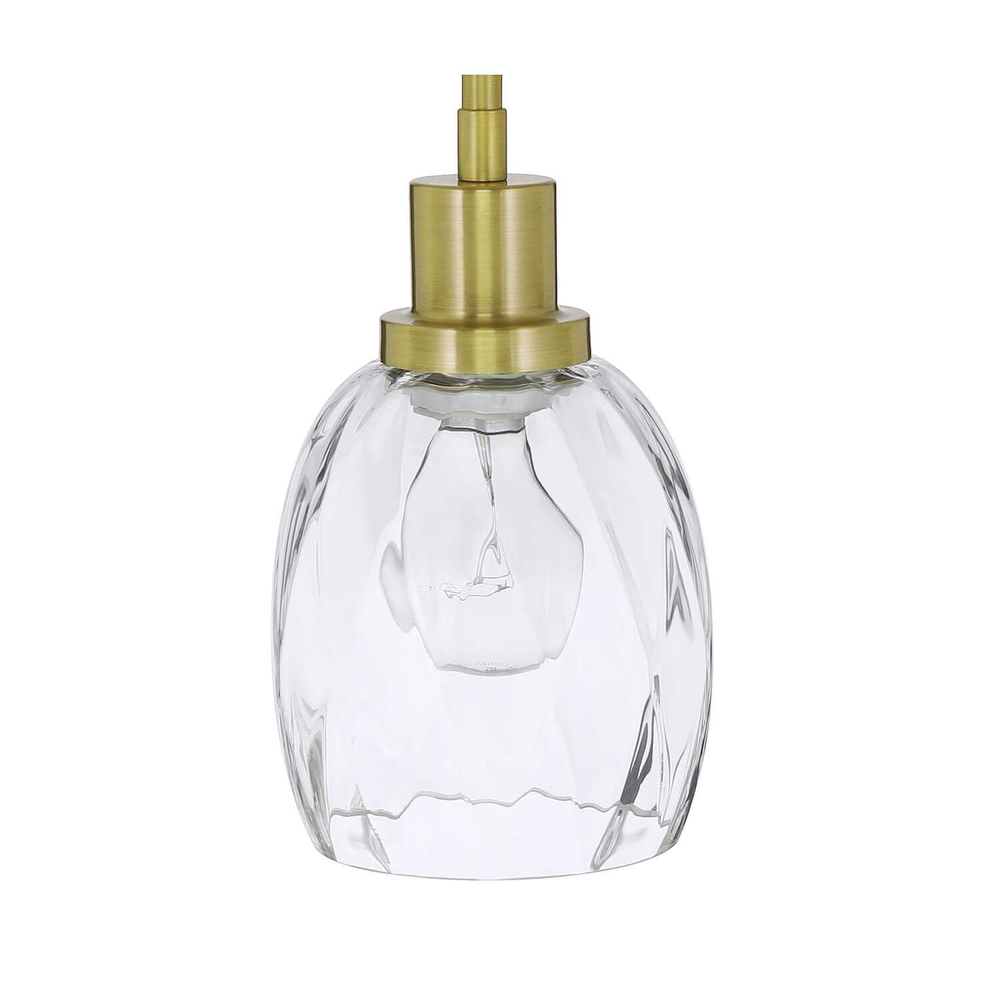 Modern Glass Pendant Light, Clear Textured Shade, Brass Rod Fixture, Single Hanging Lamp XB-P1210-SB
