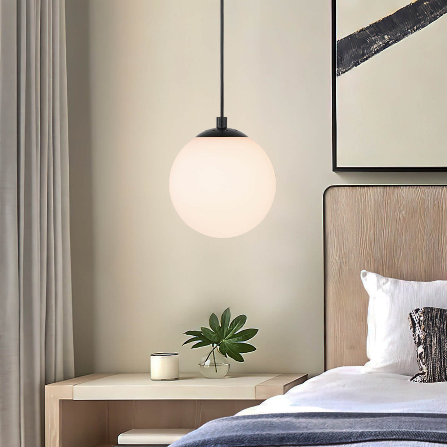 Modern Adjustable Globe Pendant Light in Matte Black Finish XB-P1211-MBK