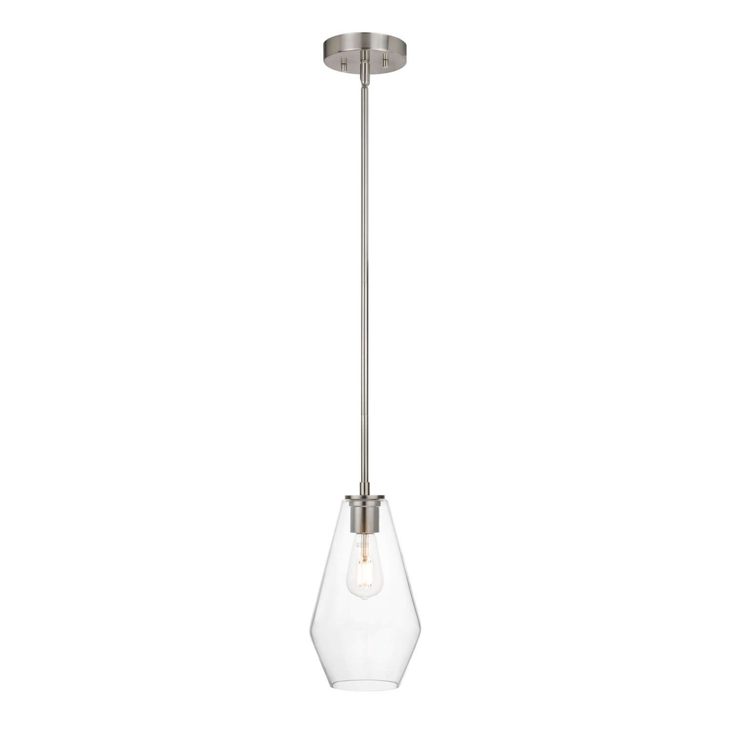 Modern Glass Pendant Light Fixture - Brushed Nickel Kitchen Ceiling Light XB-P1228-BN