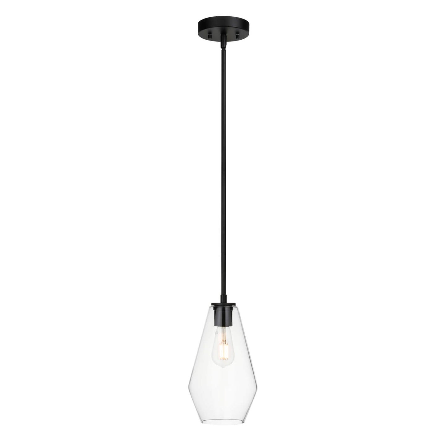 Modern Glass Pendant Light, Black Kitchen Hanging Light Fixture, Adjustable Height XB-P1228-MB