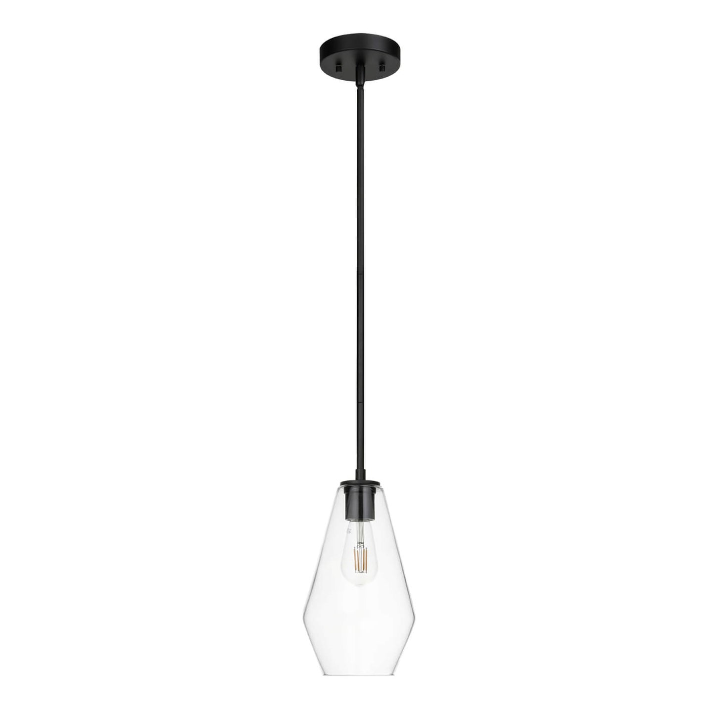 Modern Glass Pendant Light, Black Kitchen Hanging Light Fixture, Adjustable Height XB-P1228-MB