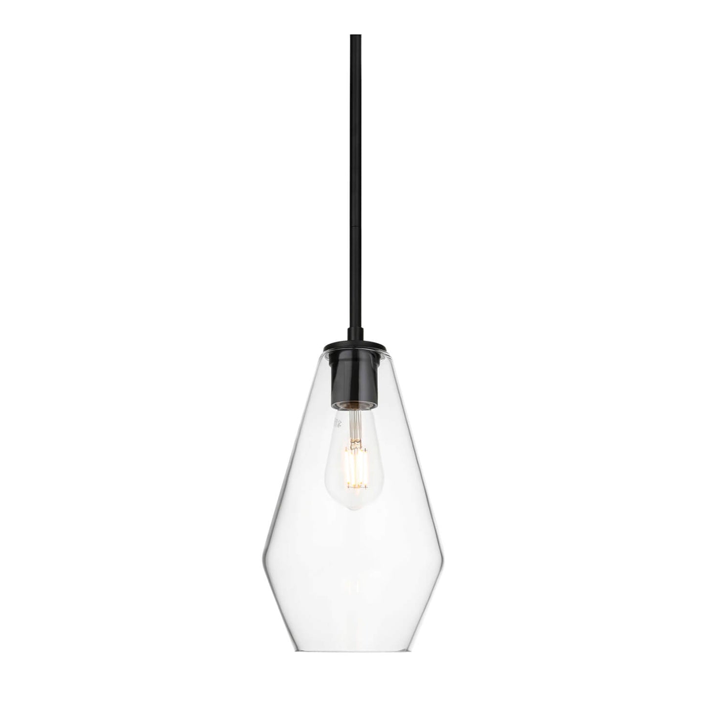 Modern Glass Pendant Light, Black Kitchen Hanging Light Fixture, Adjustable Height XB-P1228-MB