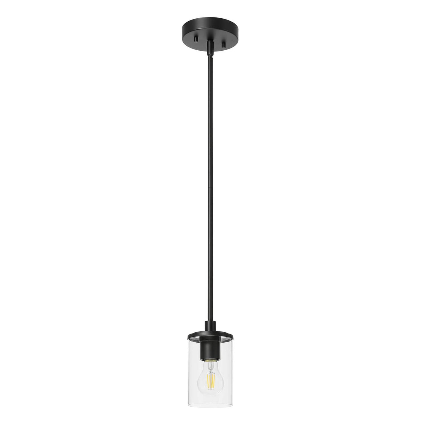 Modern Black Glass Mini Pendant Light - Adjustable Kitchen Ceiling Lighting XB-P1240-MB