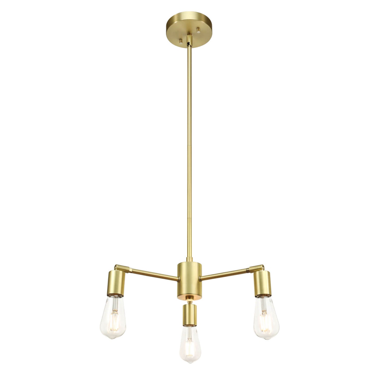3-Light Sputnik Chandelier, Brass Finish, Adjustable Arms, Pendant Light Fixture XB-P1245-3-SB-LED