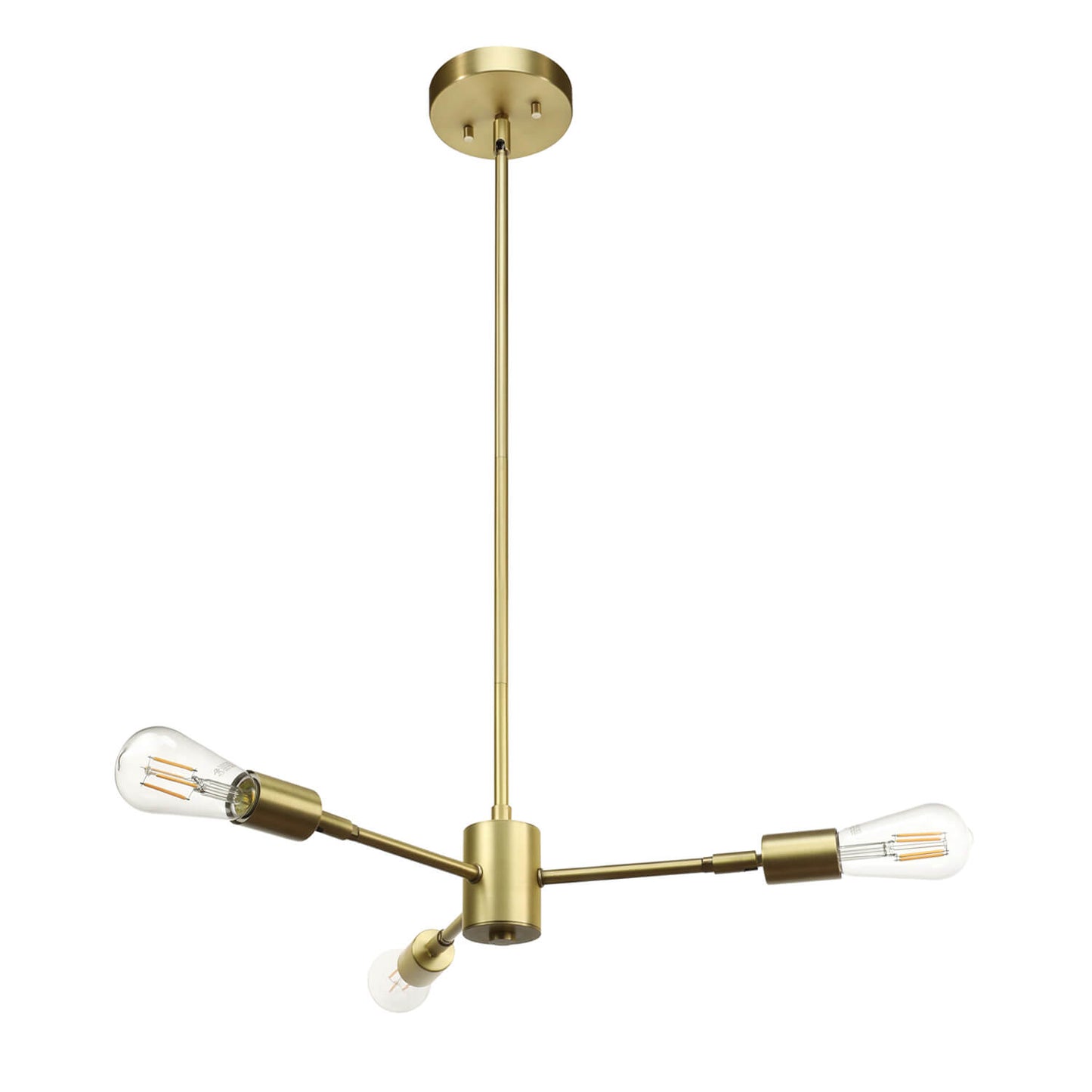 3-Light Sputnik Chandelier, Brass Finish, Adjustable Arms, Pendant Light Fixture XB-P1245-3-SB-LED