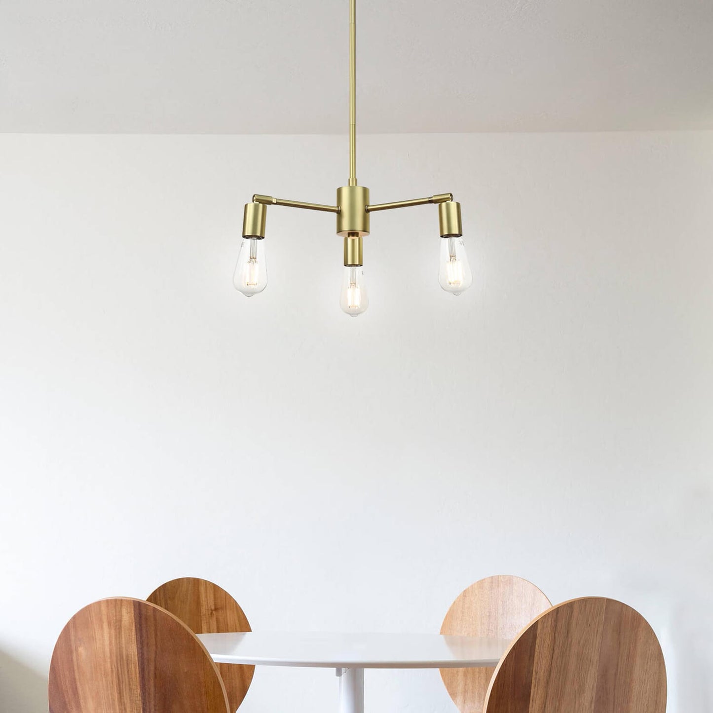 3-Light Sputnik Chandelier, Brass Finish, Adjustable Arms, Pendant Light Fixture XB-P1245-3-SB-LED