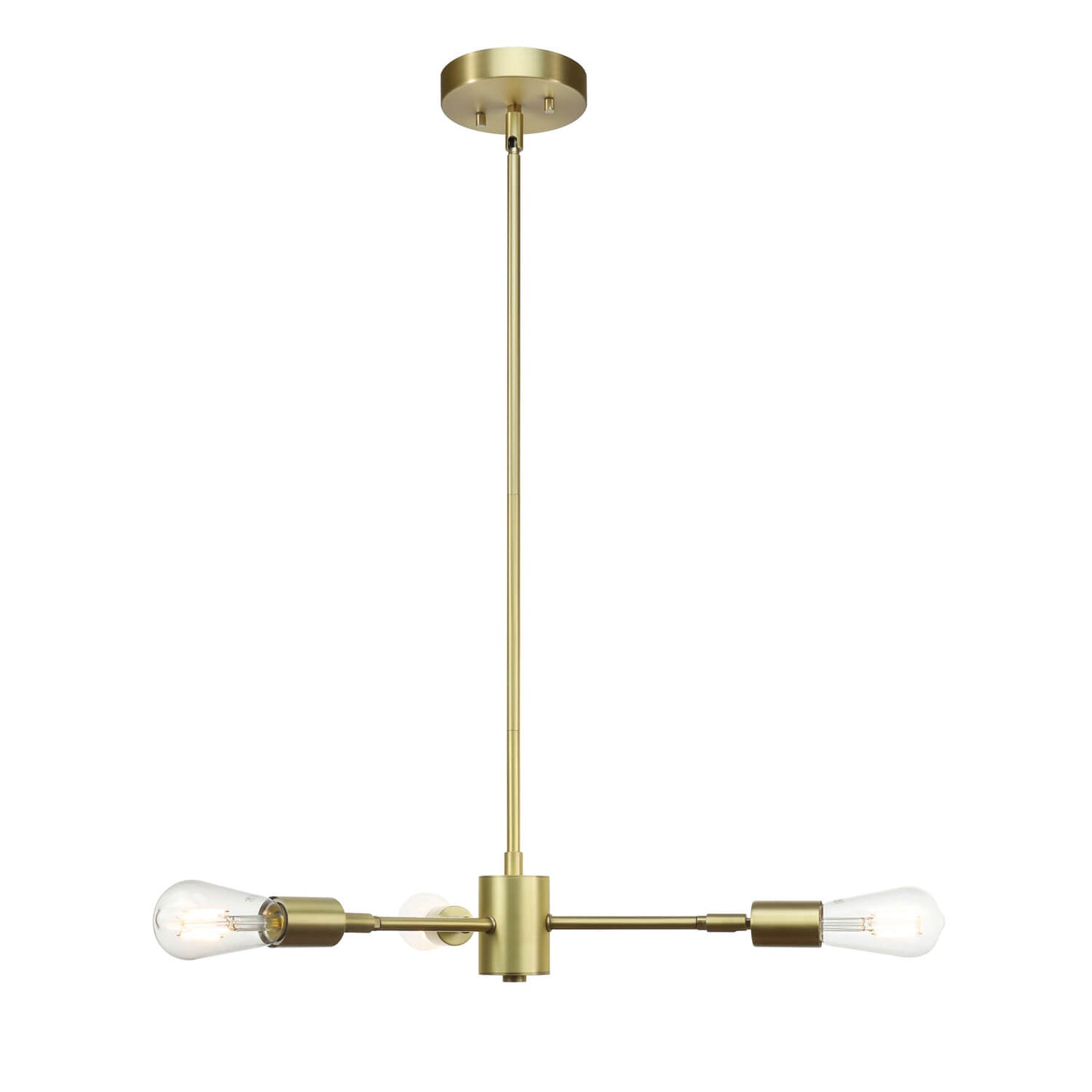 3-Light Sputnik Chandelier, Brass Finish, Adjustable Arms, Pendant Light Fixture XB-P1245-3-SB-LED