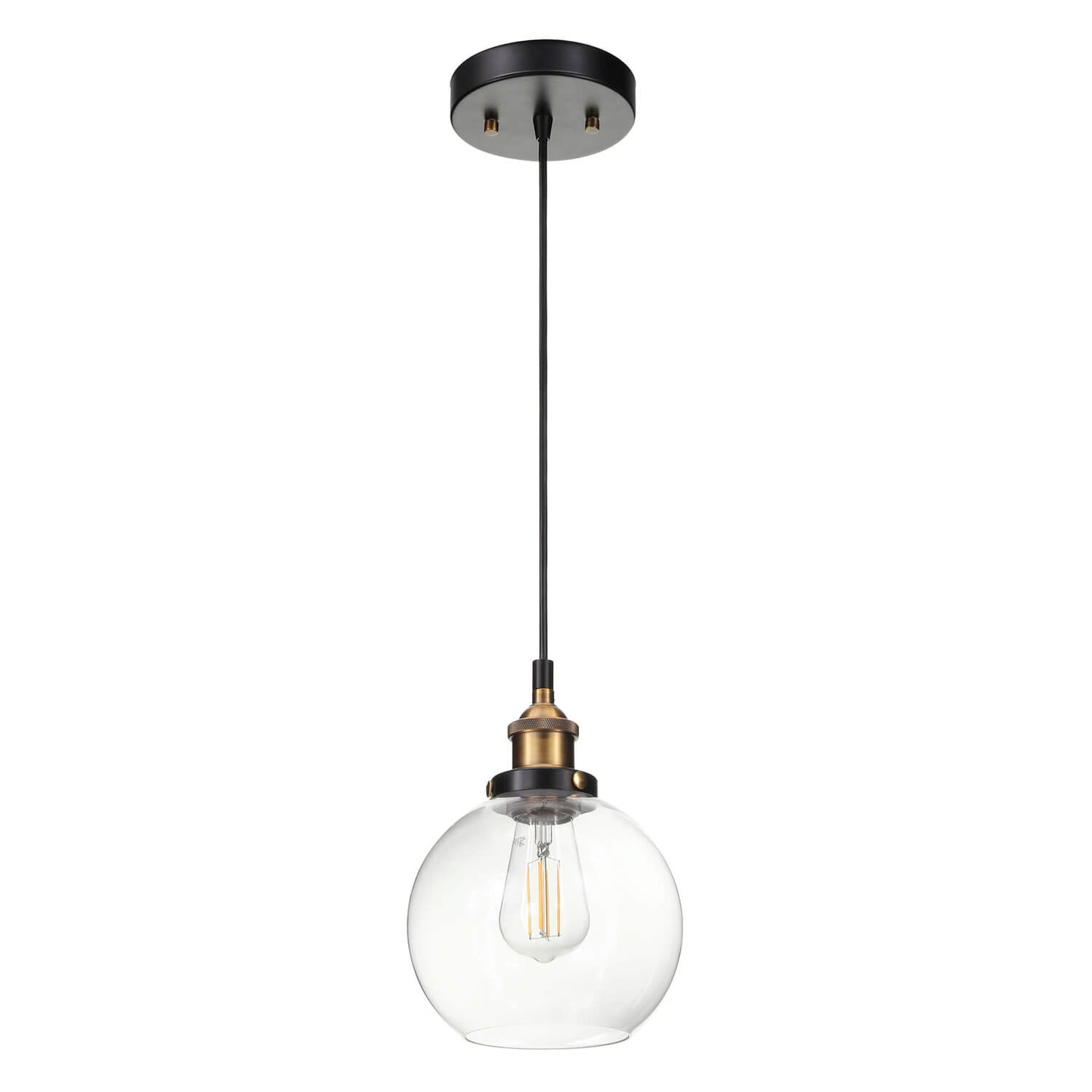 Glass Pendant Light, Industrial Kitchen Ceiling Lamp, Adjustable Height, Antique Brass XB-P1256-AB