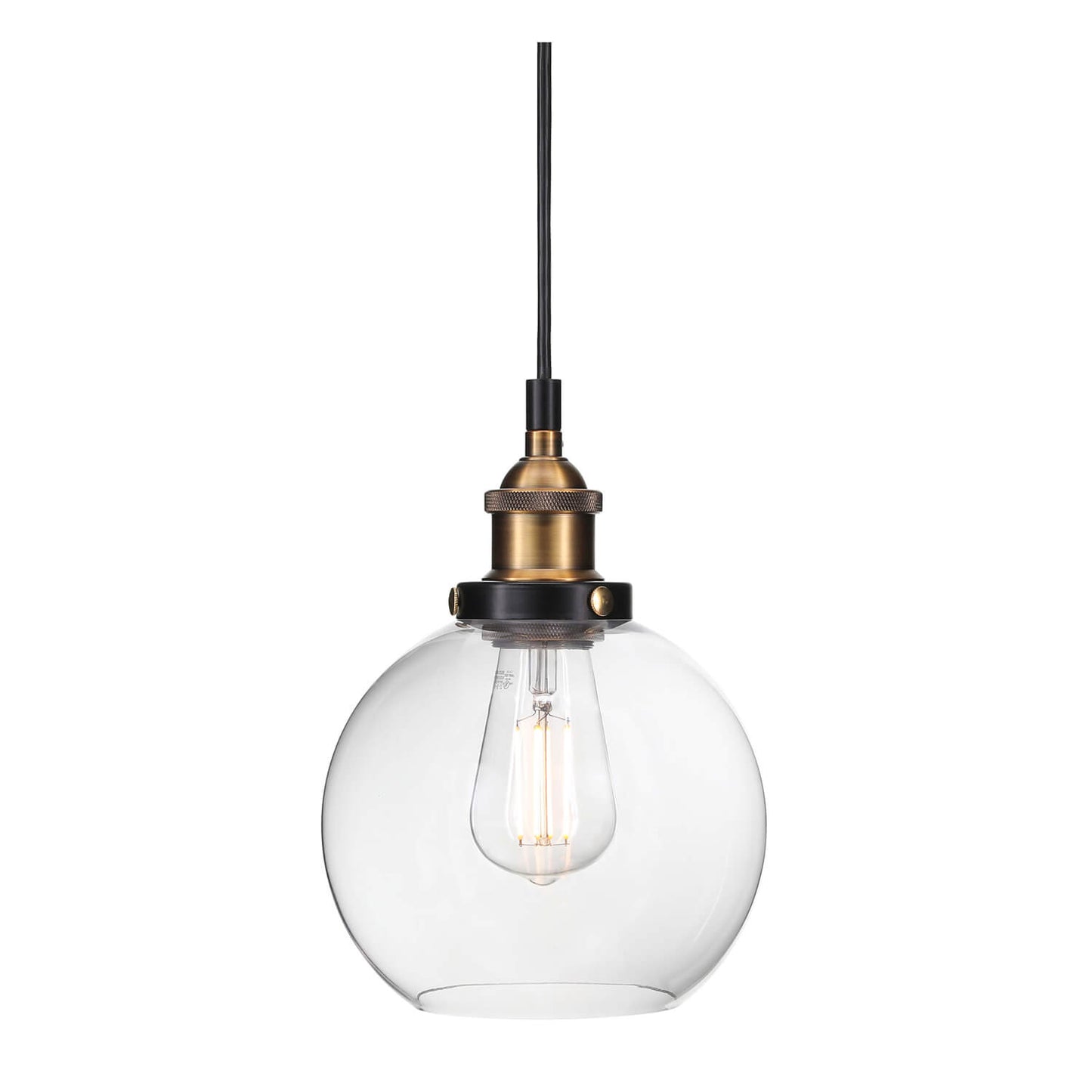 Glass Pendant Light, Industrial Kitchen Ceiling Lamp, Adjustable Height, Antique Brass XB-P1256-AB