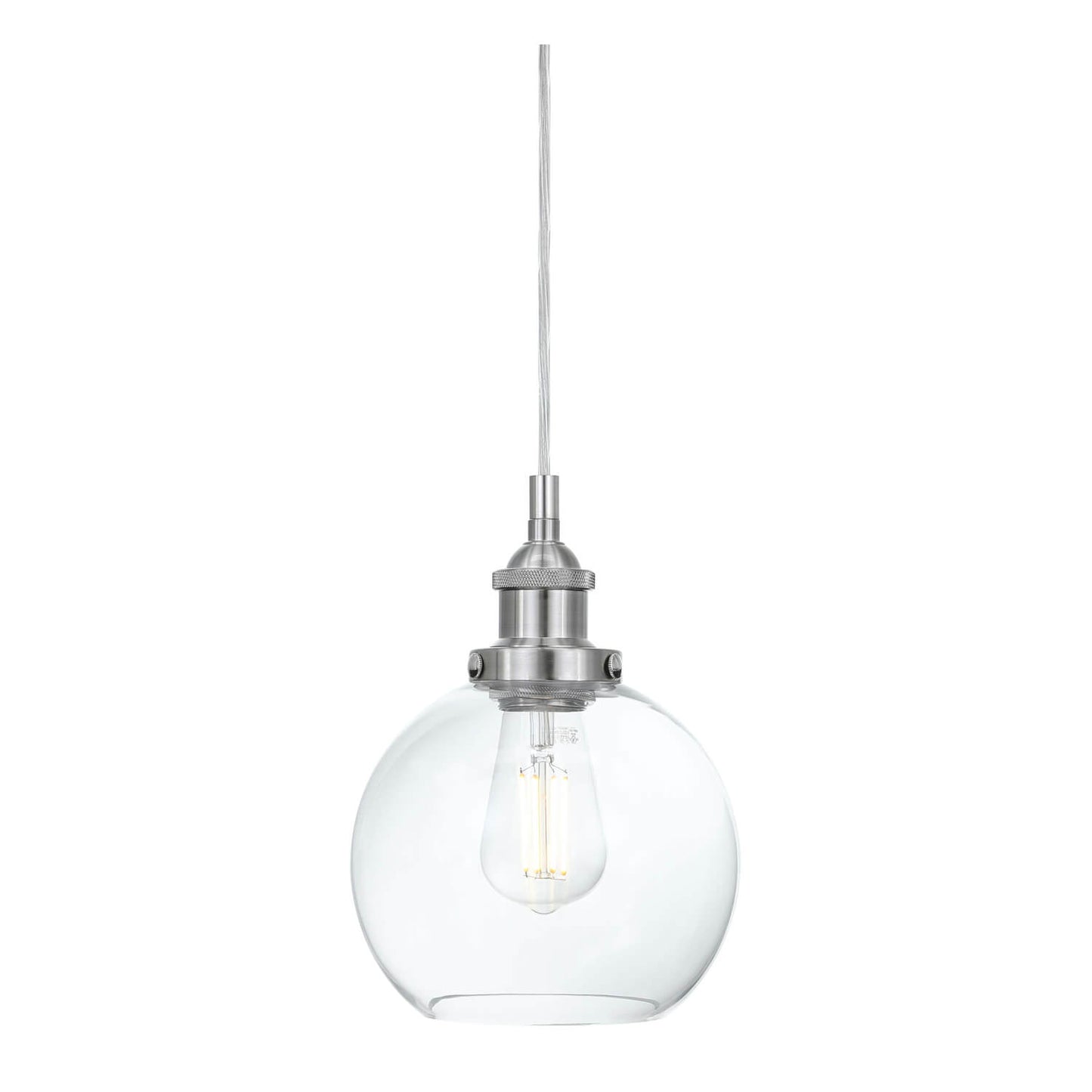 Modern Glass Pendant Light, Single Kitchen Hanging Ceiling Fixture, Brushed Nickel XB-P1256-BN